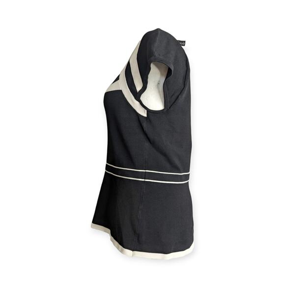 WHBM Women's Square Neck Cap Sleeve Stretch Colorblock Top - Picture 2 of 6